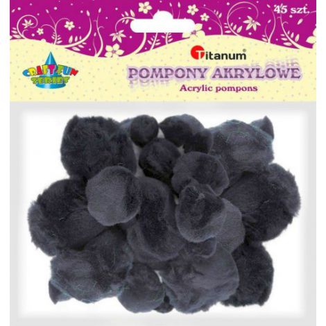 Pompony akrylowe Titanum Czarne, 45szt